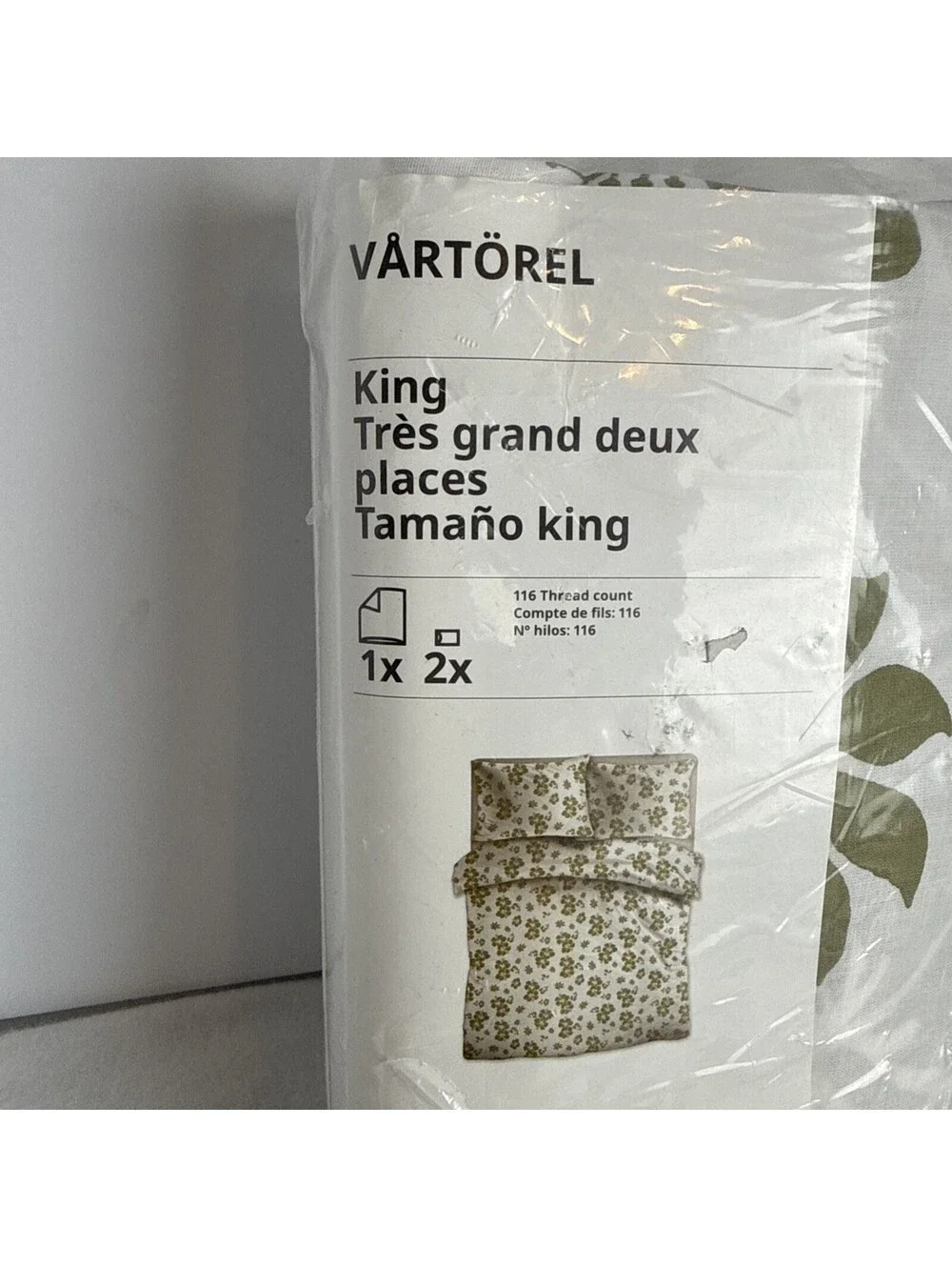Ikea VARTOREL King Duvet cover and pillowcases green - NEW 304.985.50